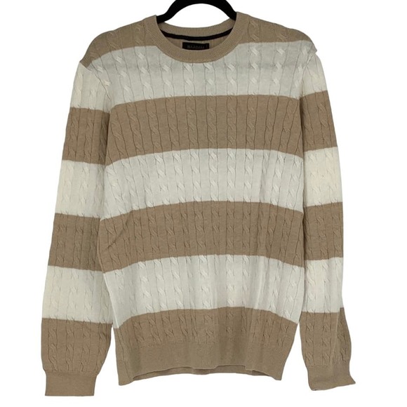 NEW! NAADAM Size Medium Cashmere Striped Cable Crewneck Sweater $375 msrp J6-8 - Picture 1 of 11